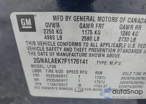 2015 Chevrolet Equinox Ls from USA, damaged, VIN 2GNALAEK7F1176141